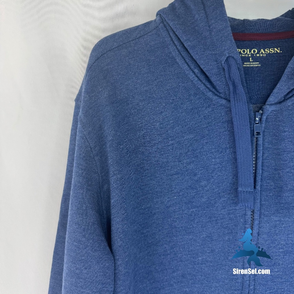 1236 U.S. Polo Assn. Full-Zip Hoodie – Size L – Heather Blue - Picture 2 of 15
